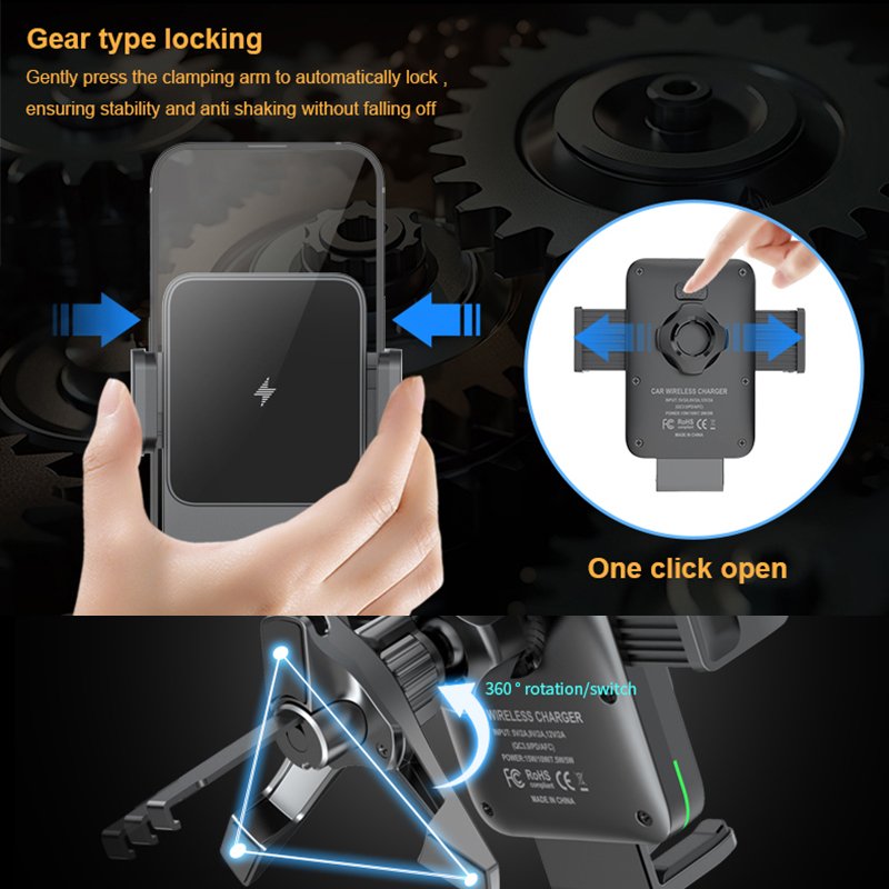 Manual Button Car Phone Holder Universal Mobile Phone Stand Wireless Charger Air Vent Mount