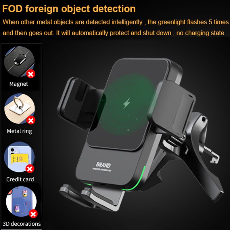 Manual Button Car Phone Holder Universal Mobile Phone Stand Wireless Charger Air Vent Mount