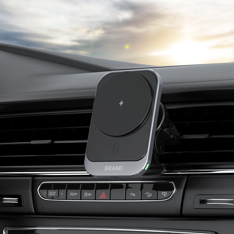 Quality Plastic Phone Mount Wireless Car Charger Dashboard Air Vent Magnetic Car Holder for IPhone 12 13 14 15