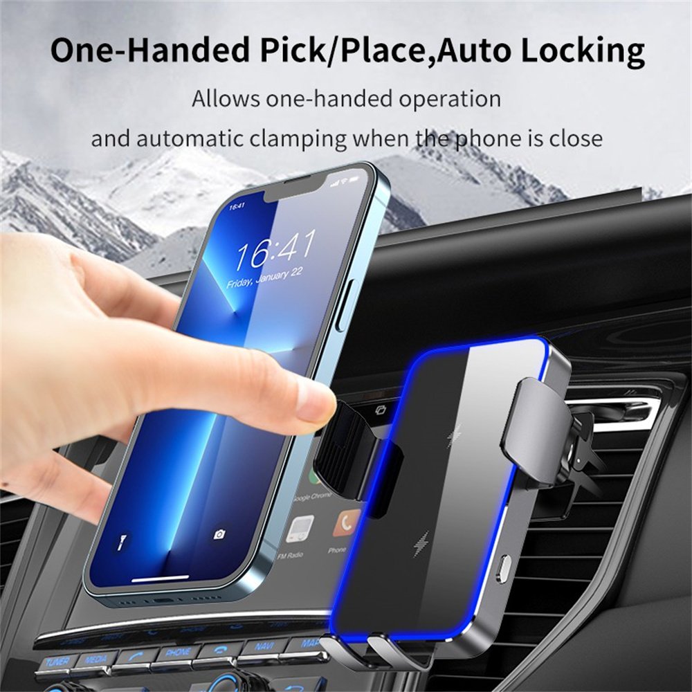 LANGWEI Top Selling Double Coil Wireless Charging Smart Car Vent Bracket Clamping Car Phone Holder Wireless Charger