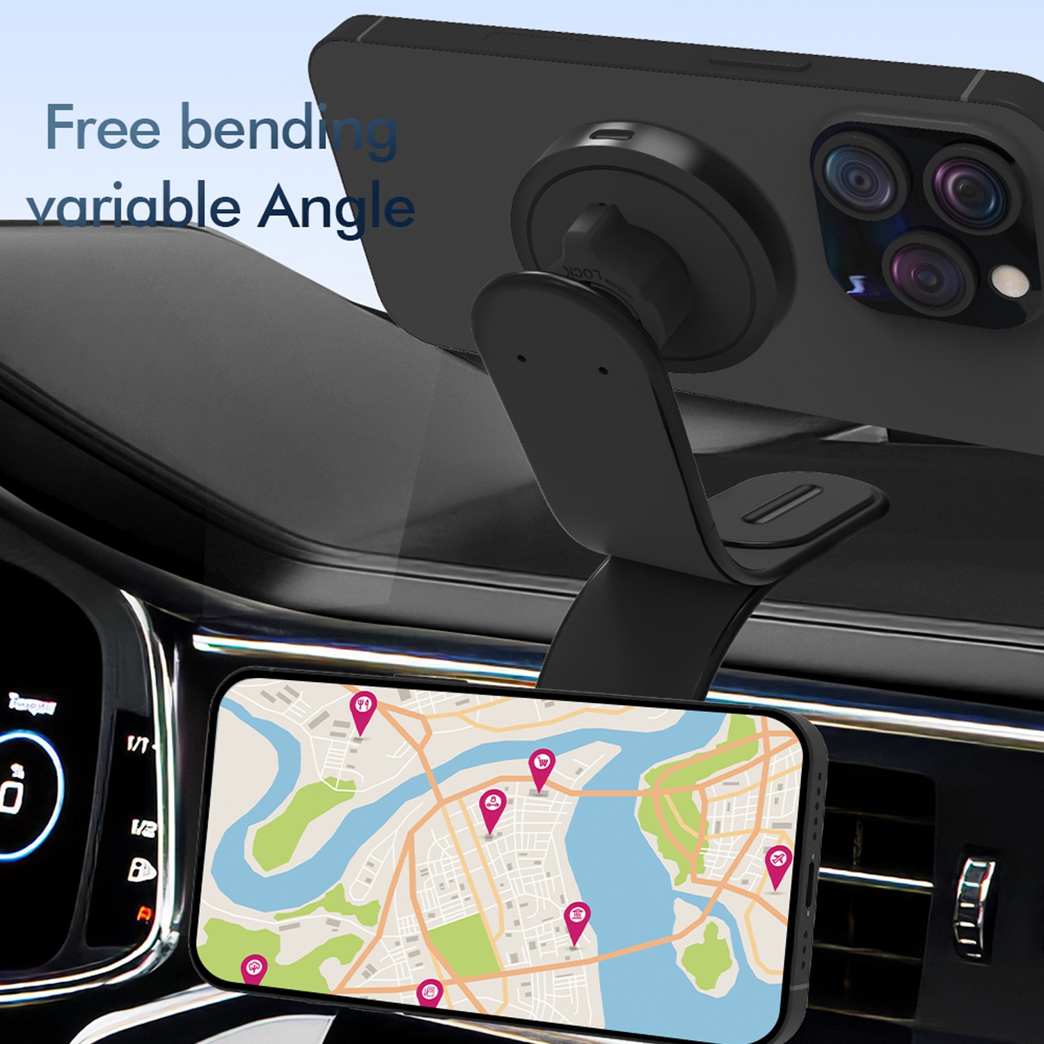New arrival Dashboard Memory Mobile Phone Car Mount Aluminum Phone Holder Magnetic Wireless Charging Car Cradle Cell Phone Stand