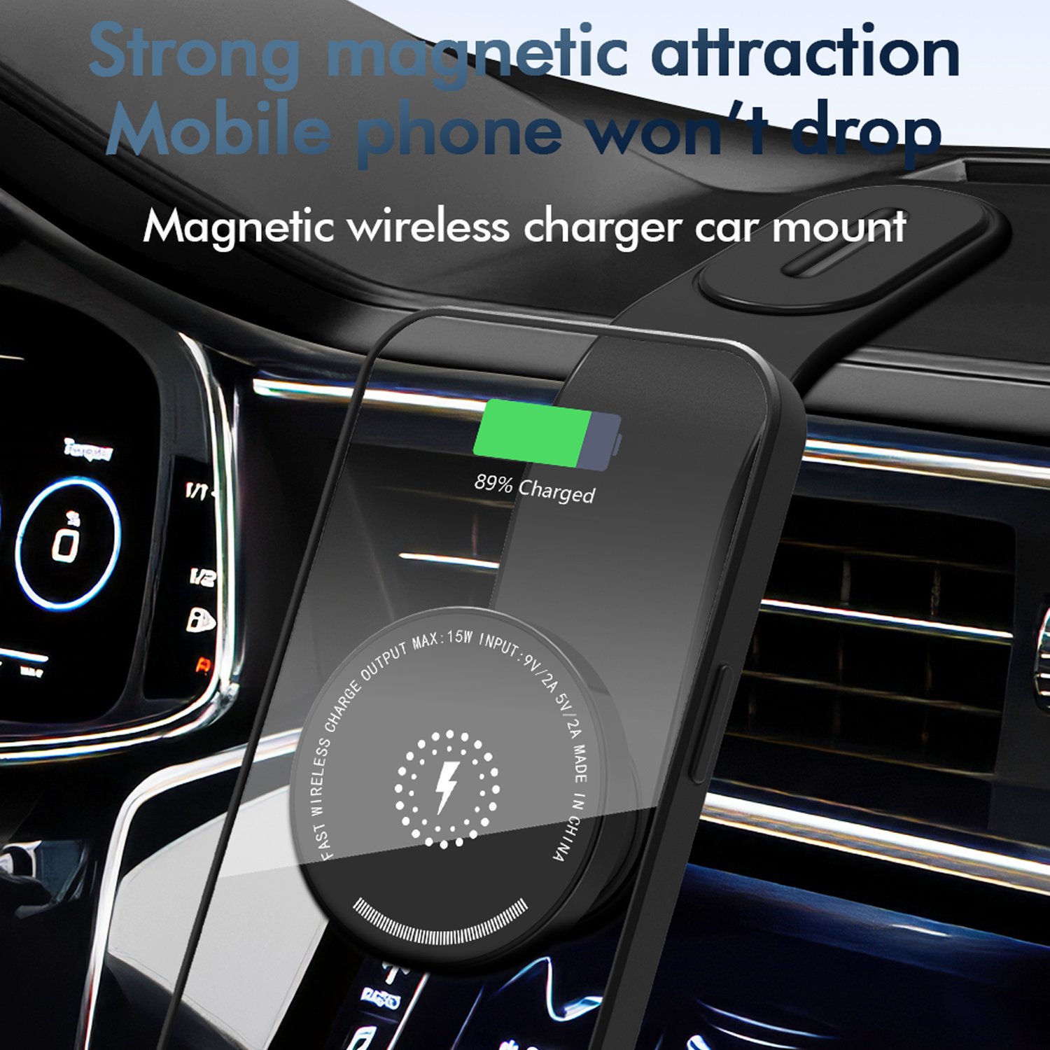 New arrival Dashboard Memory Mobile Phone Car Mount Aluminum Phone Holder Magnetic Wireless Charging Car Cradle Cell Phone Stand