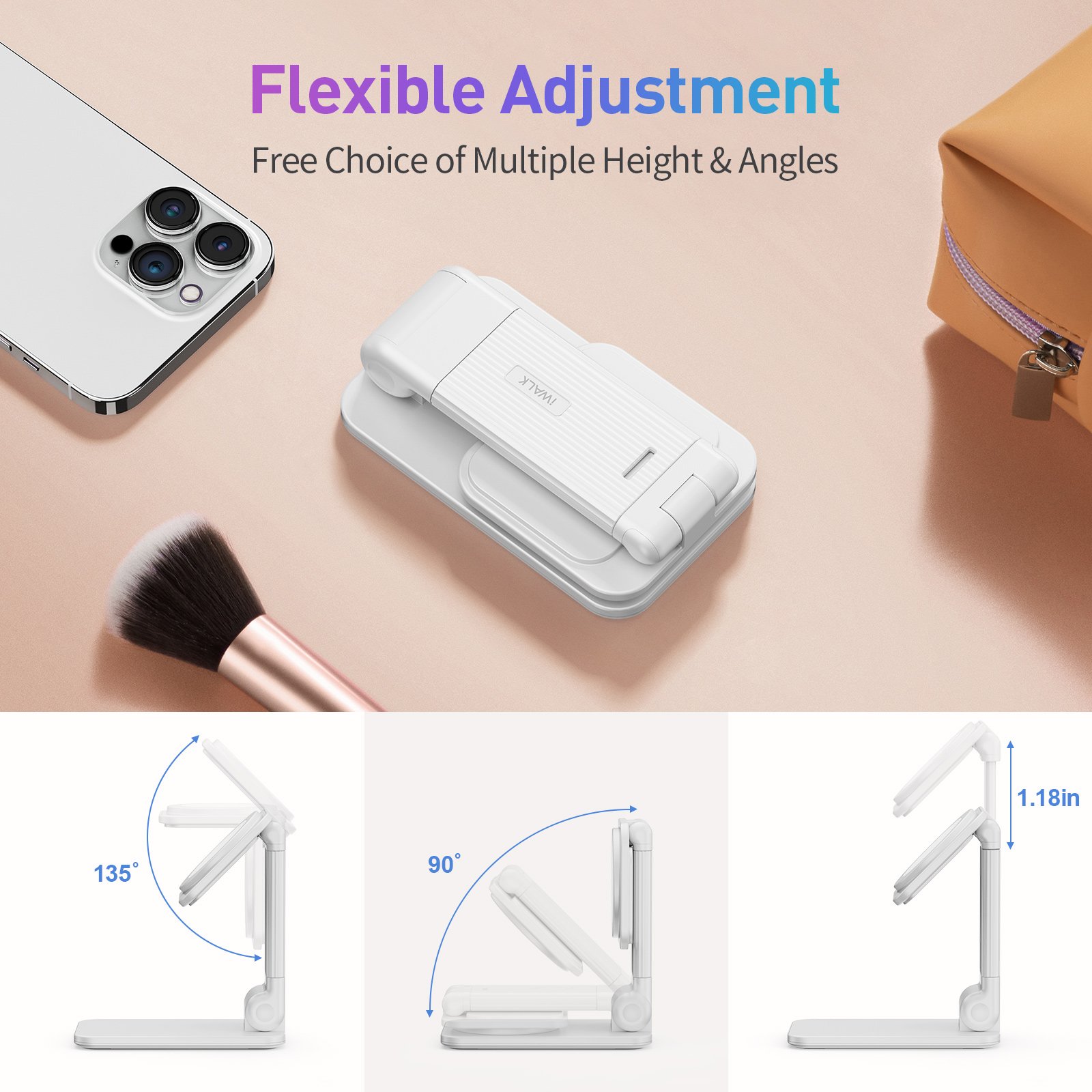 iWALK StandMe Mag Foldable & Flexible Height Adjustable Stable Desktop Phone Stand Strong Magnetic Mobile Phone Holder