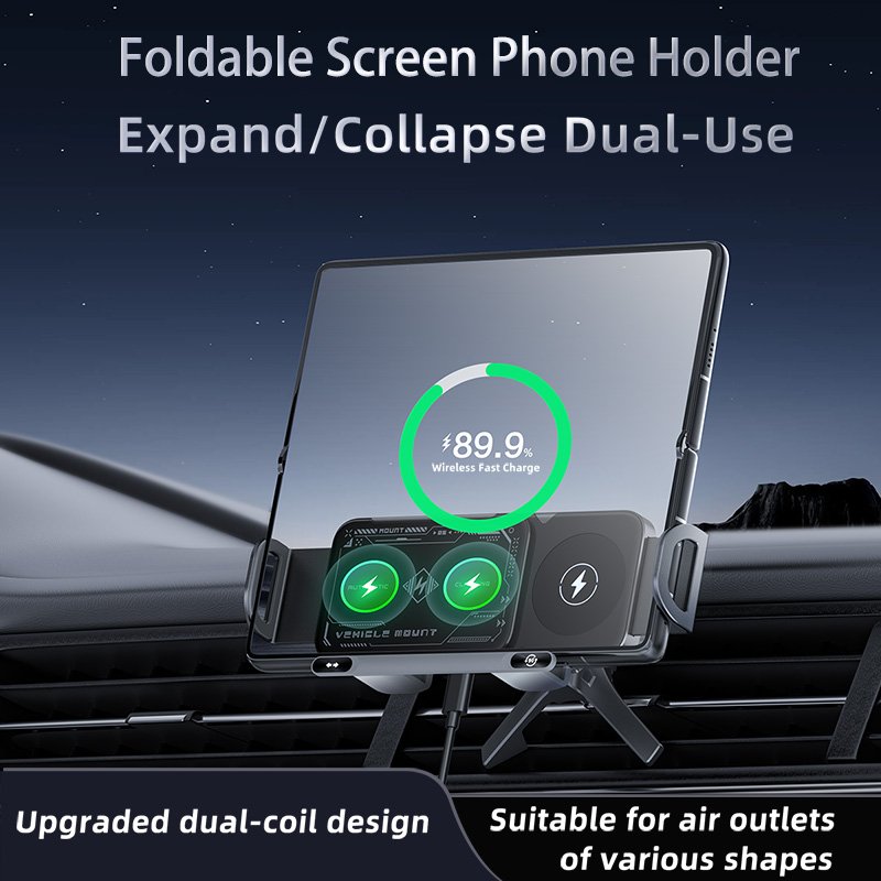 2024 Foldable Wireless Car Phone Holder Car Charger Fast Charging For 'Samsung 'Galaxy Z Fold4 / 3 S3 Car Mount
