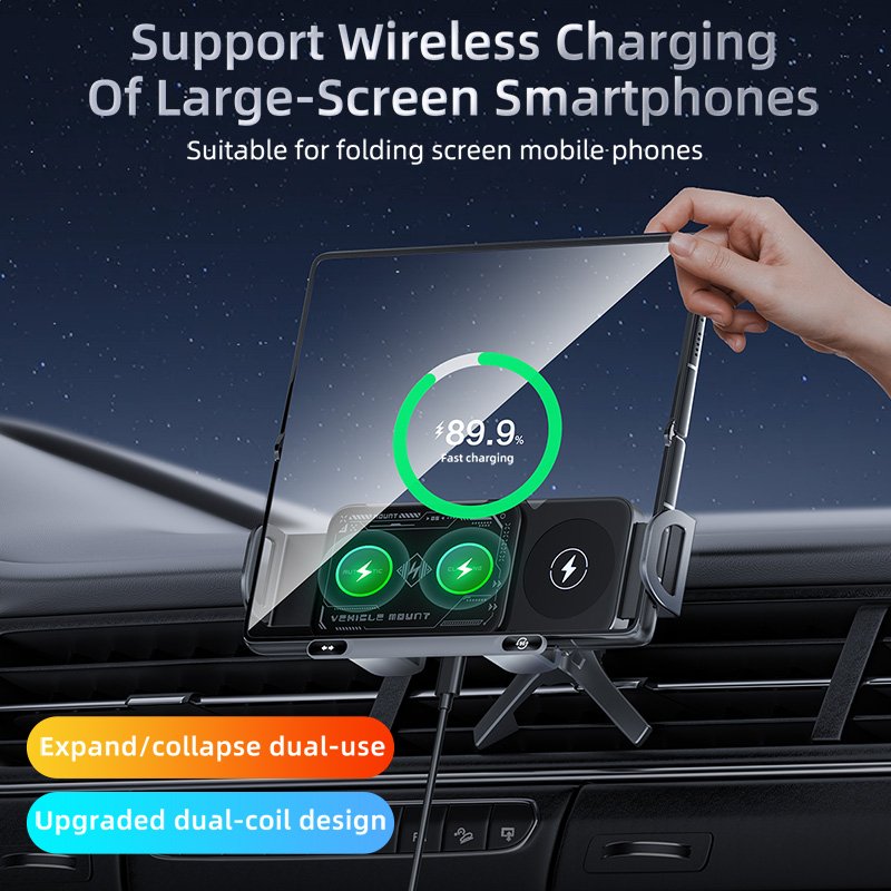 2024 Foldable Wireless Car Phone Holder Car Charger Fast Charging For 'Samsung 'Galaxy Z Fold4 / 3 S3 Car Mount