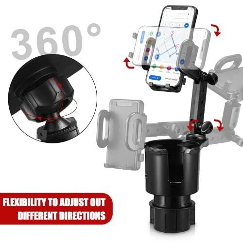 large 2 in 1 car cup holder extendable phone mount adjustable arm extendable base car cup holder