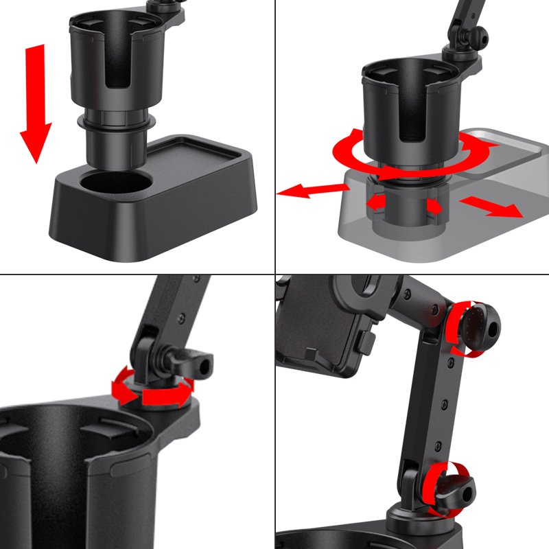 large 2 in 1 car cup holder extendable phone mount adjustable arm extendable base car cup holder