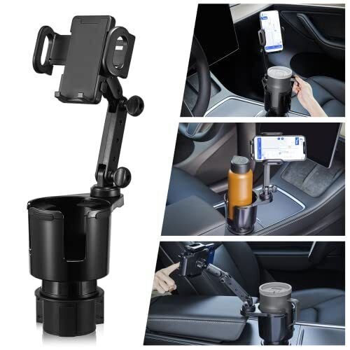 large 2 in 1 car cup holder extendable phone mount adjustable arm extendable base car cup holder