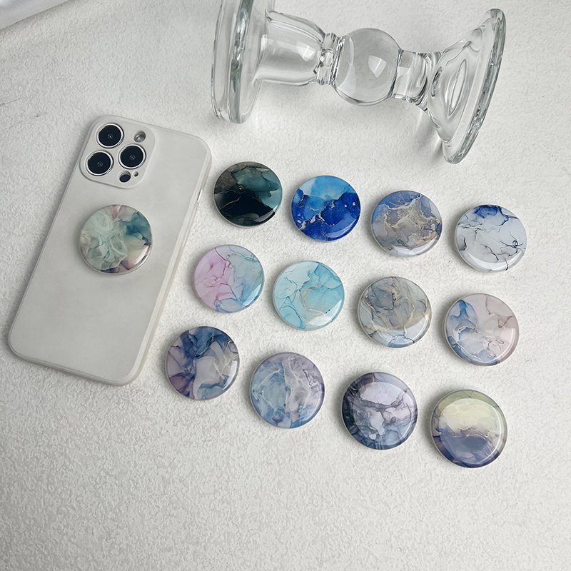Free Custom Logo Factory Price Selling Epoxy Poppings Phone Socket Transparent Phone Holder 360 Degree Rotating Phone Grip Stand