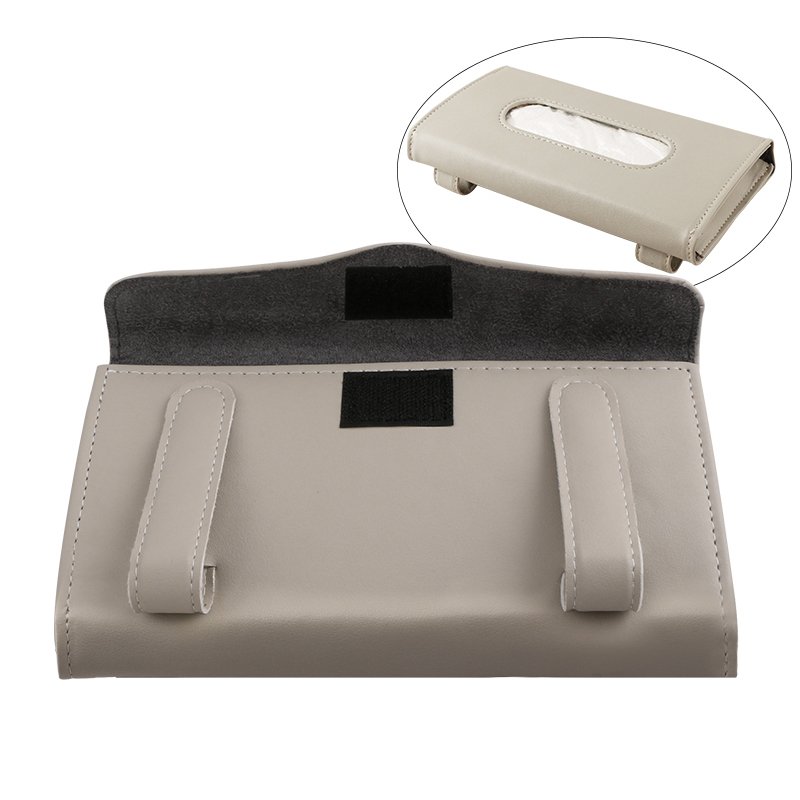 High Quality Car Sun Visor Tissue Box Bag Pu Leather Car Visor Hanging Tissue Pocket Holder