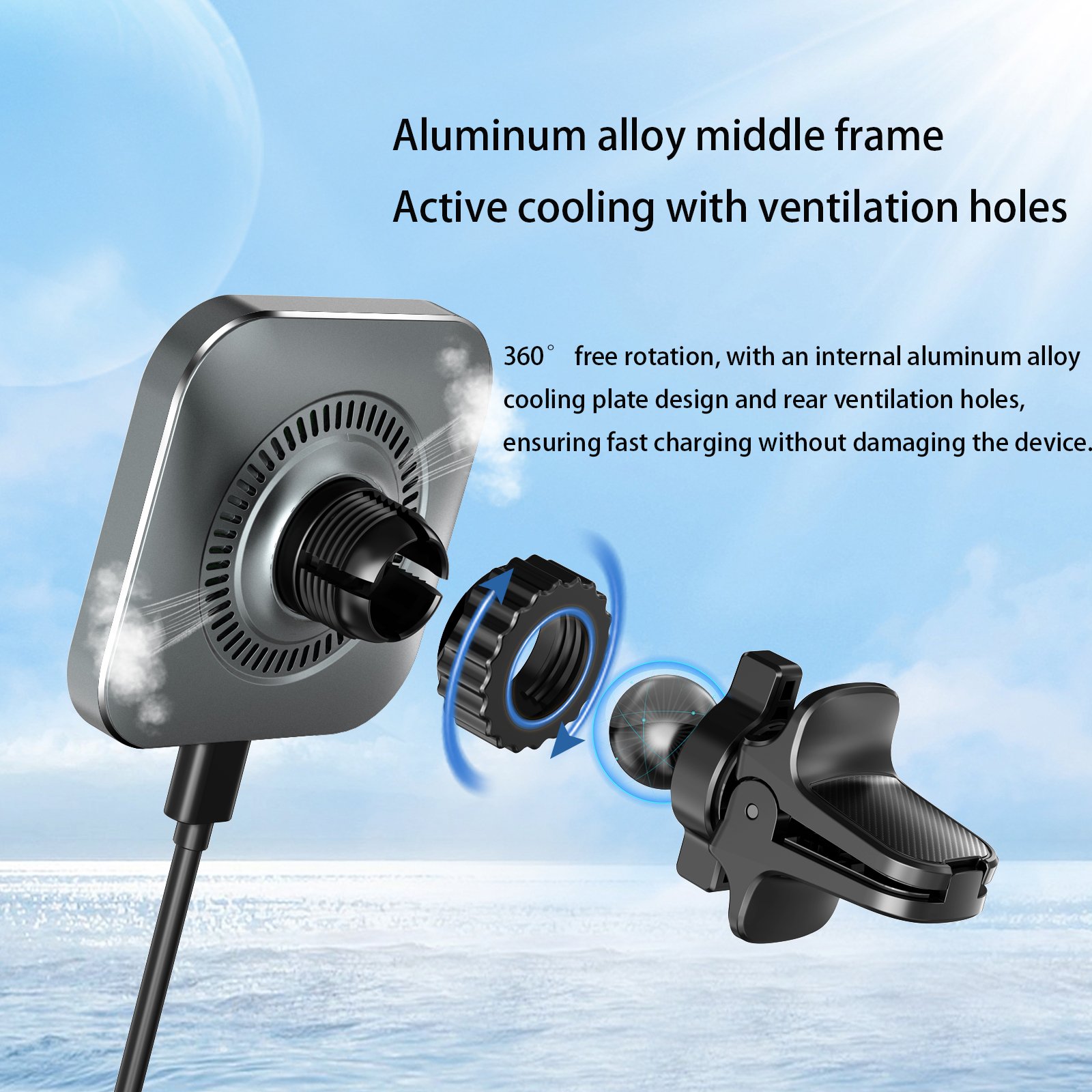 15w Magnetic Fast Wireless Charging Mobile Phone Holder Car Charger Mount For Magnetic for Iphone 16 15 14 13 12 pro max
