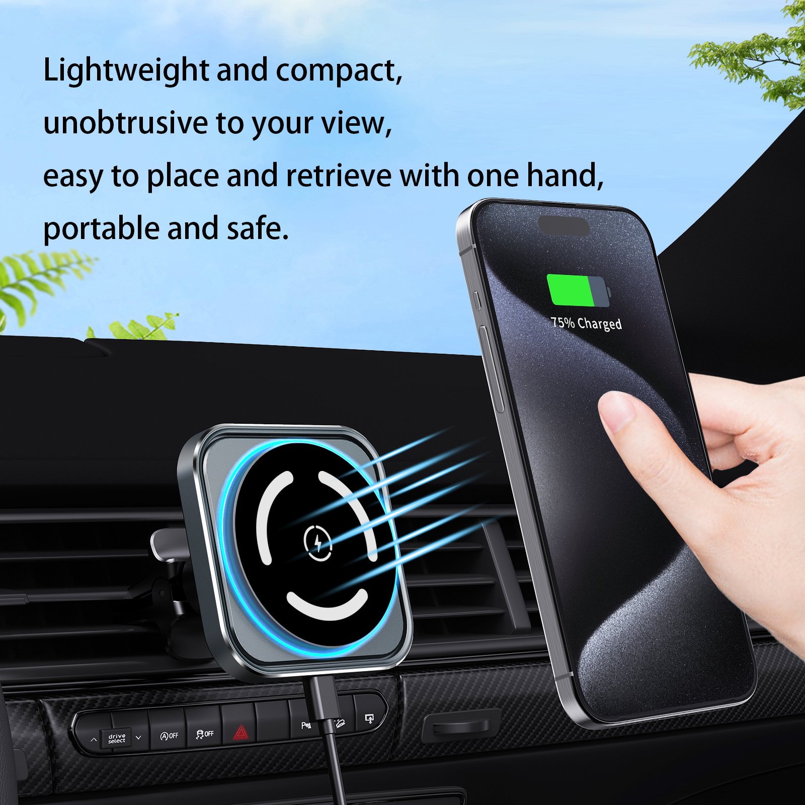 15w Magnetic Fast Wireless Charging Mobile Phone Holder Car Charger Mount For Magnetic for Iphone 16 15 14 13 12 pro max