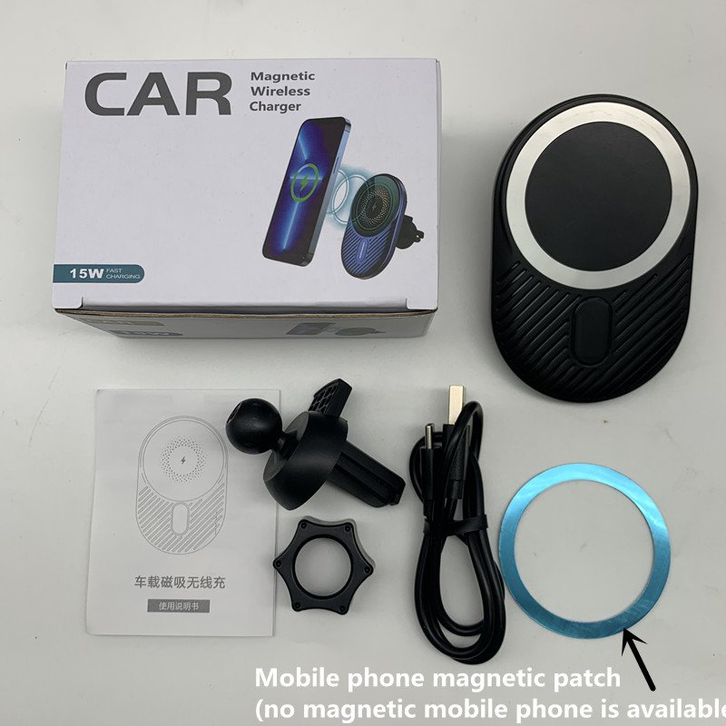 Customization Car Charger C16 Magnetic Head Phone Holder Magnetic Wireless Charger 15w Fast Charging Wireless Car Charger Mount