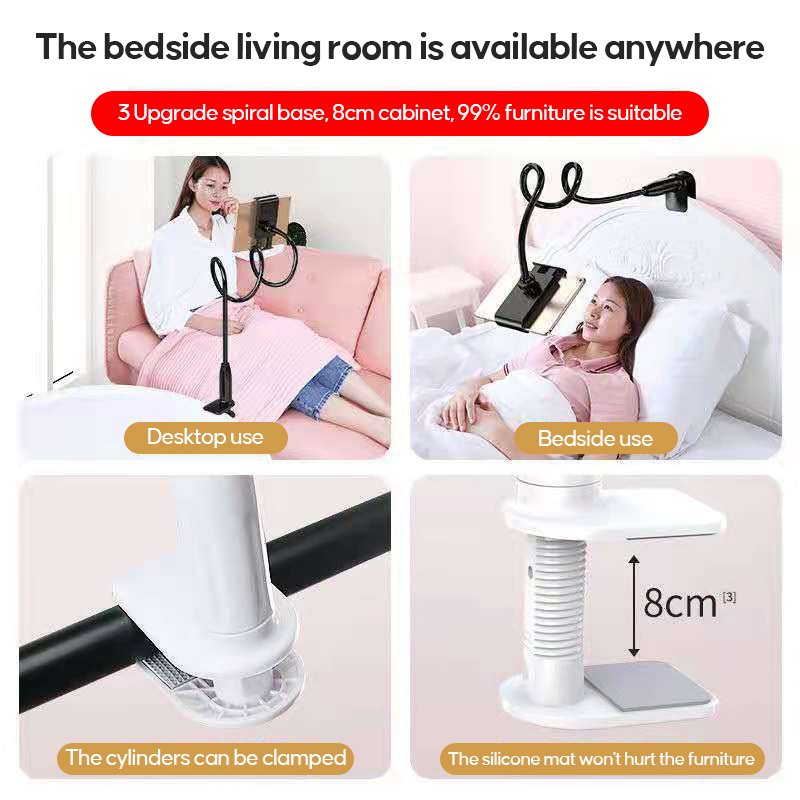 360 Degree Mobile phone Desk holder Adjustable Aluminum alloy thick Tablet Phone Mount Flexible Long Arm Phone Mount