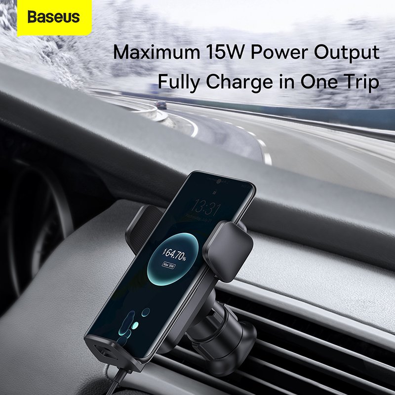 Baseus QI 15W Wisdom Auto Alignment Car Mount Wireless Charging Phone Holder
