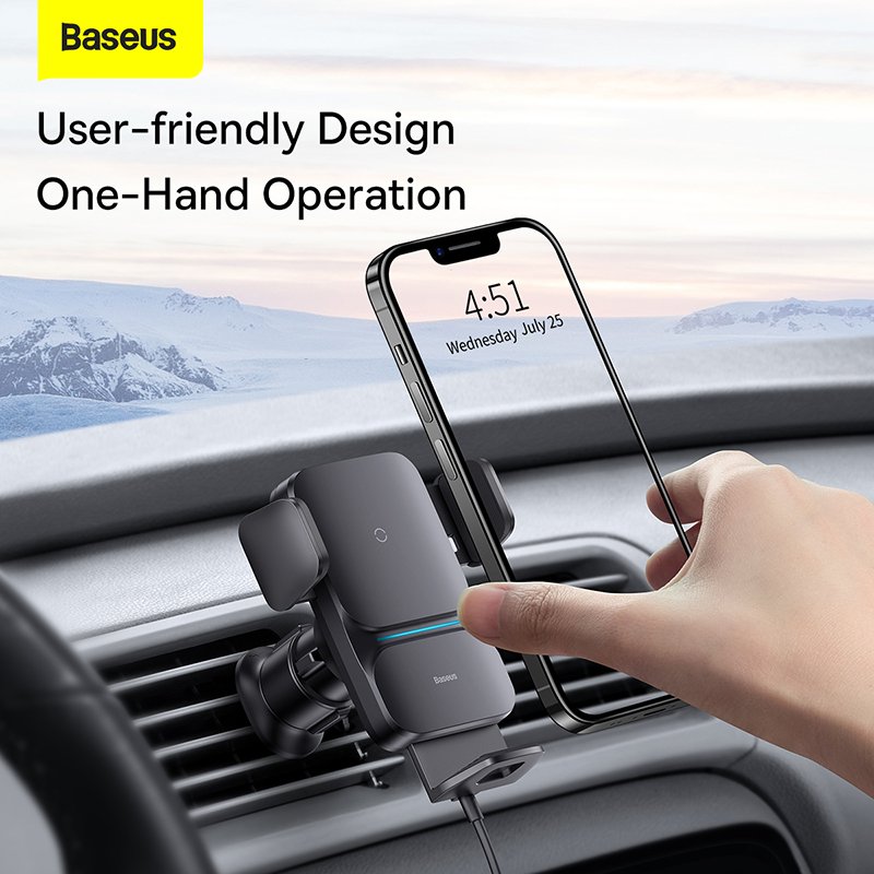 Baseus QI 15W Wisdom Auto Alignment Car Mount Wireless Charging Phone Holder