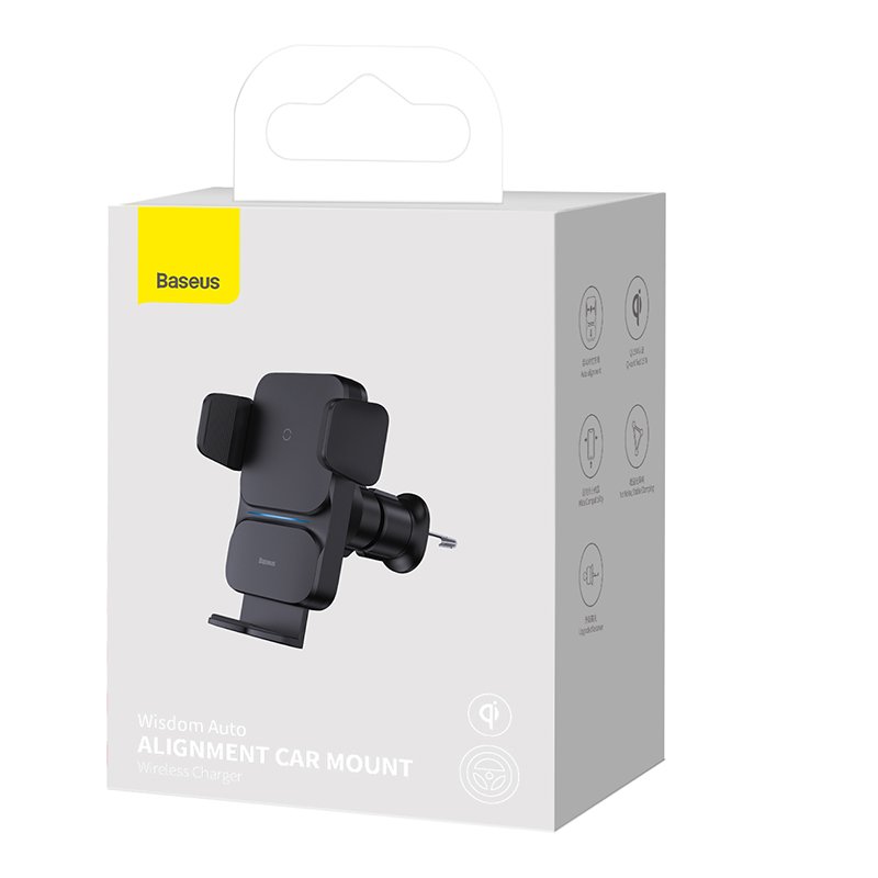 Baseus QI 15W Wisdom Auto Alignment Car Mount Wireless Charging Phone Holder