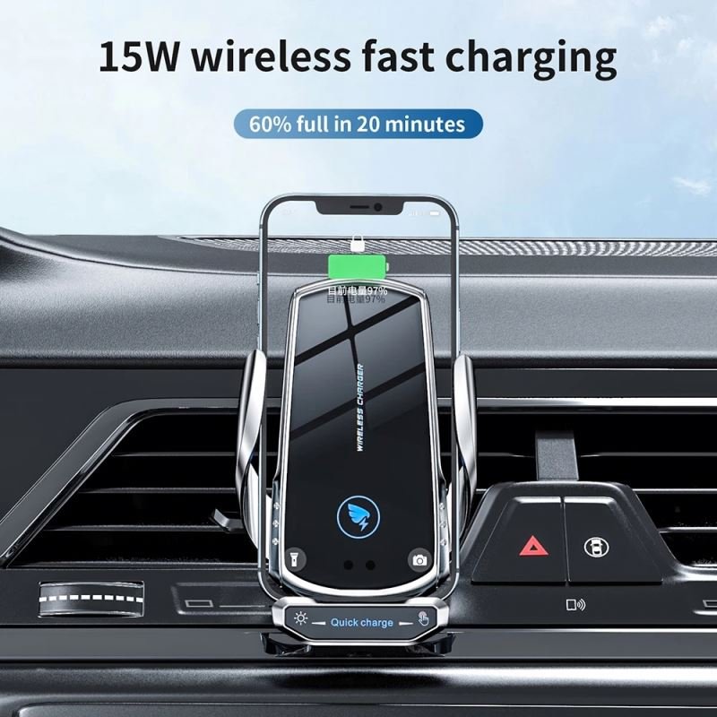 15W Car Wireless Charger Fast Charging Wireless Car Charger With Holder For Mobile Phones