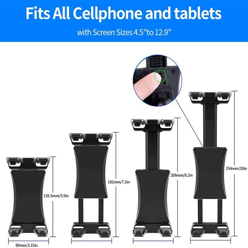 Adjustable Treadmill Exercise Gym Tablet Mount Exercise Bike Tablet Holder for iPad Pro Air Mini iPhone 16 Samsung Tab