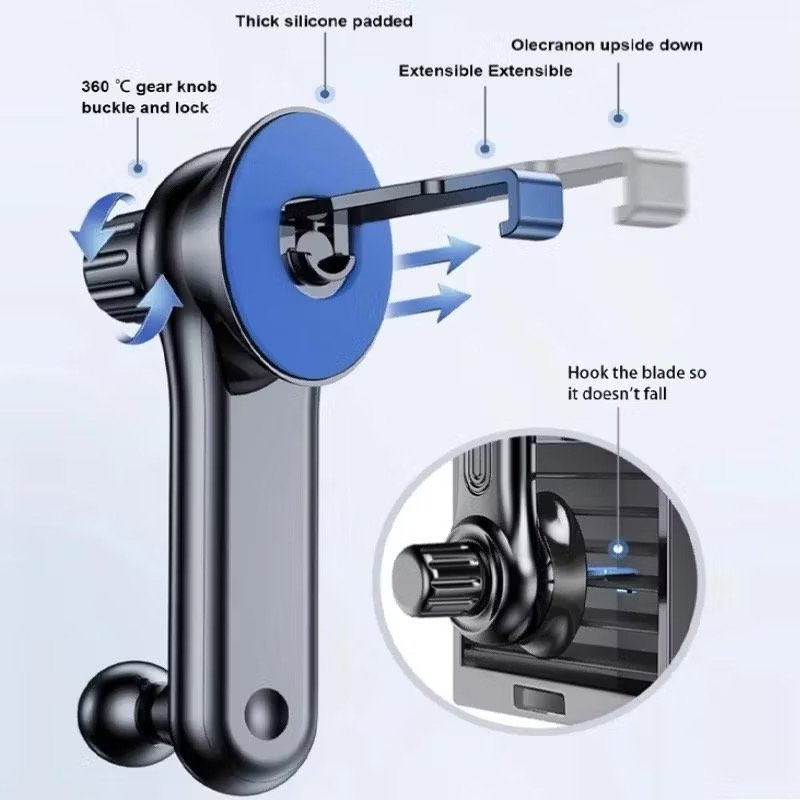 Yisen Car holder New Gravity Car Phone Holder Air Vent Clip Mount Mobile Stand Car Navigation Phone Stand Mount 360-Degree