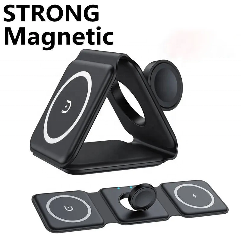 magnetic foldable wireless charger 3 in 1 15w fast charging station