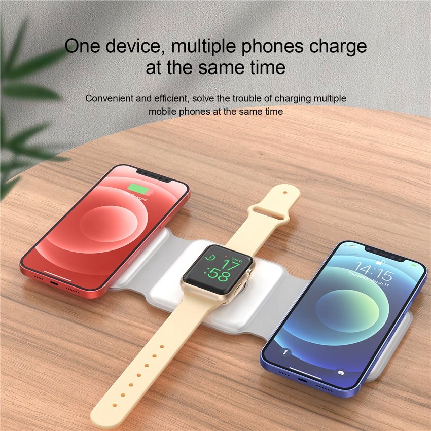 magnetic foldable wireless charger 3 in 1 15w fast charging station