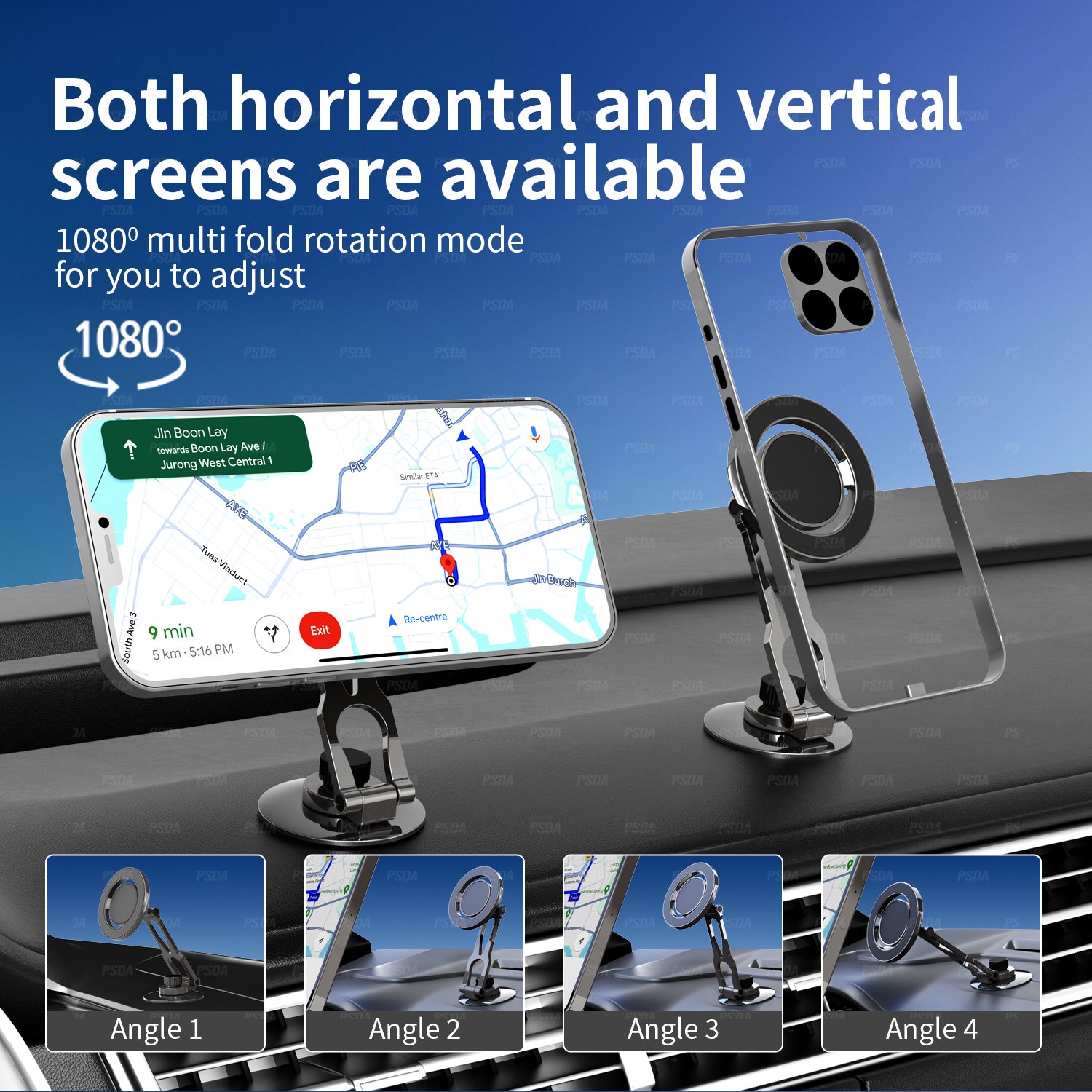 Magnetic Car Phone Holder Windshield Car Smartphone Holder Mount Car Dashboard Phone Mount 360 Degree Rotation Adjustable GPS