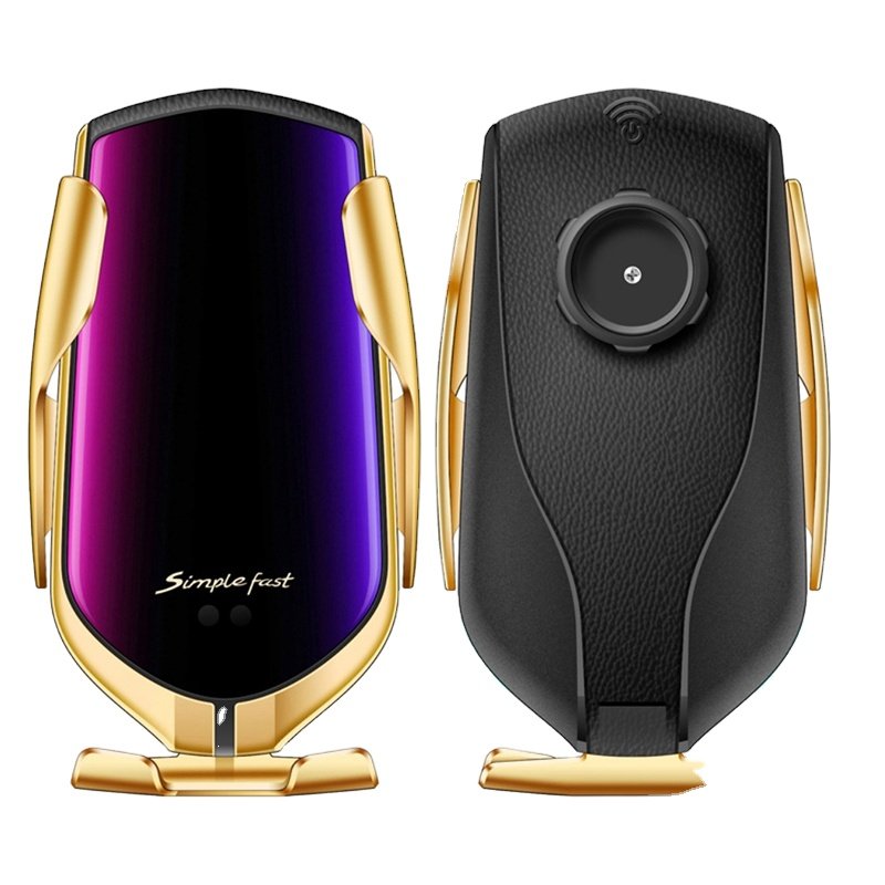 New Automatic Infrared smart Induction Clamping custom logo R1 wireless car charger phone holder car wireless charger