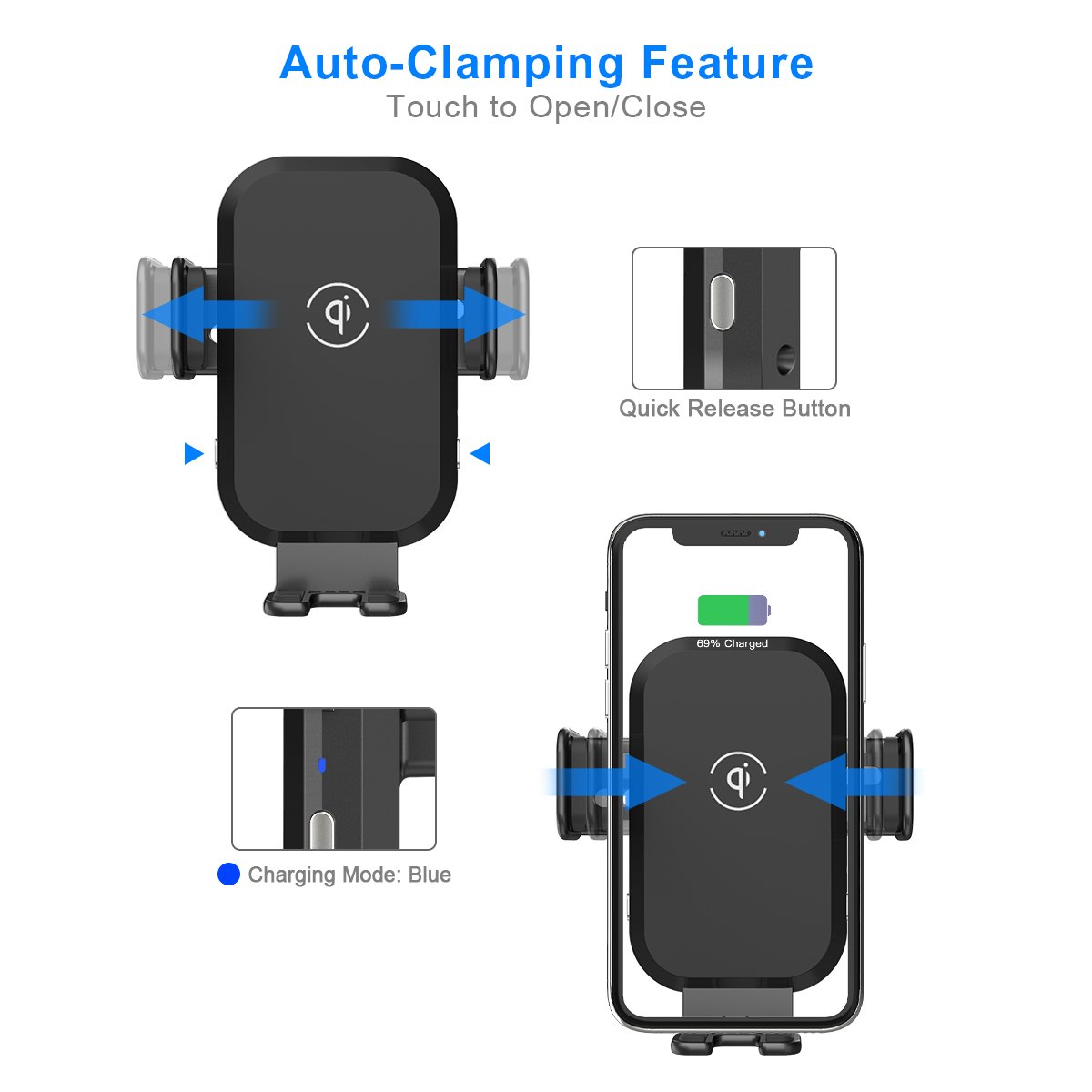 Popular Car Electronic Matt 15W Fast Charging Smart Sensor Phone Car Holder Charger Wireless For Smartphone