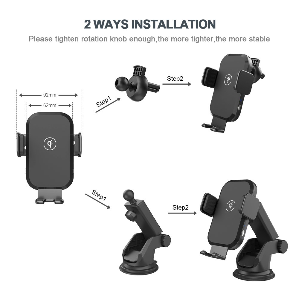 Popular Car Electronic Matt 15W Fast Charging Smart Sensor Phone Car Holder Charger Wireless For Smartphone