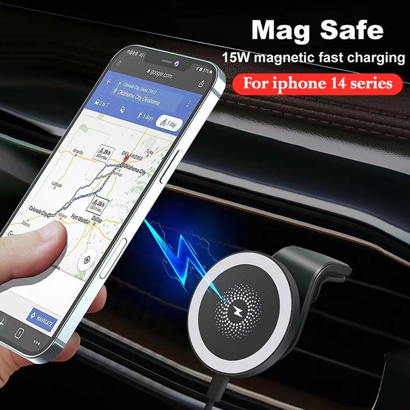 Wholesale Mobile Phone Holder With Wireless Charger for Cars 360 Degree Rotatable Phone Magnetic Mount for Iphone 14 13 12