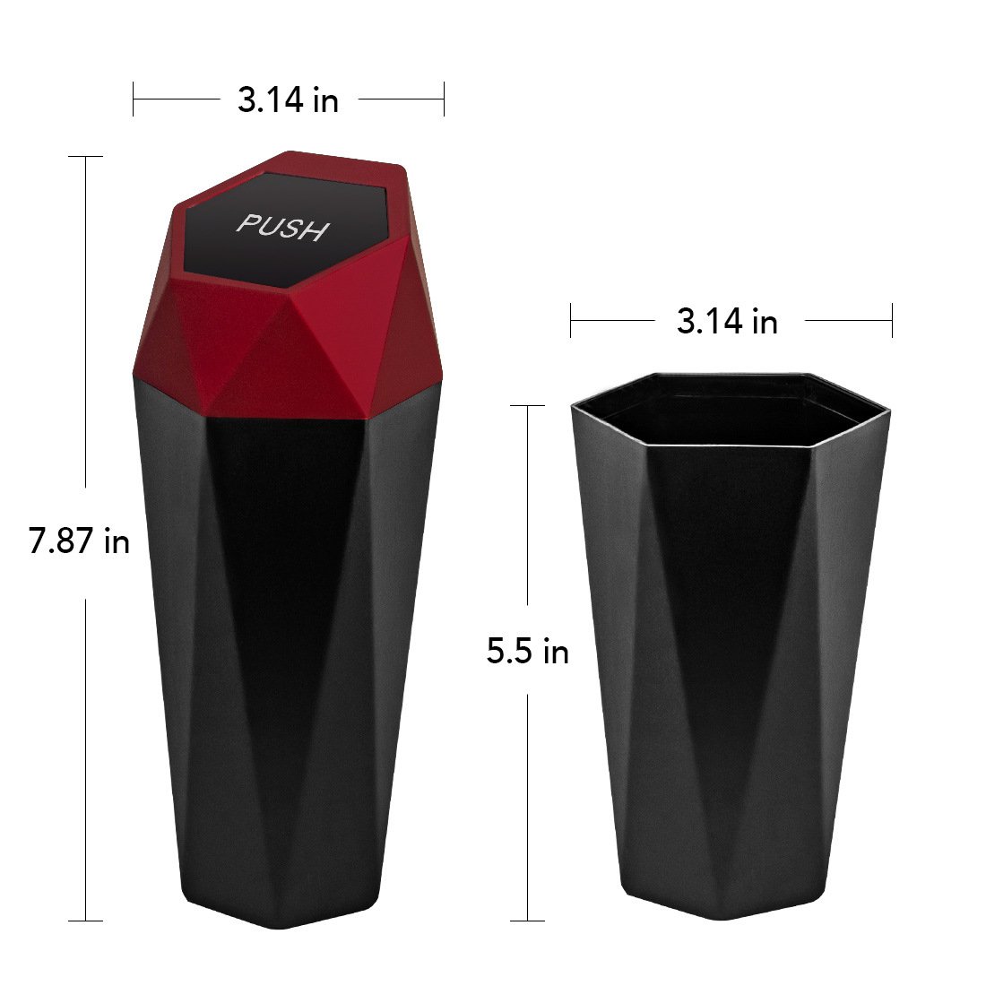 RTS 2025 New Design Car Plastic waste Trash Bin Can with Lid Console Storage Vehicle Trash Bin Mini Garbage Bin for Car Home