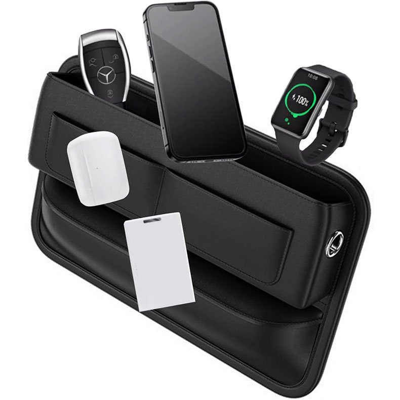 Car Auto Interior Accessories 2024 Universal PU Leather Console Side Front Seat Storage Box Car Seat Side Gap Filler Organizer