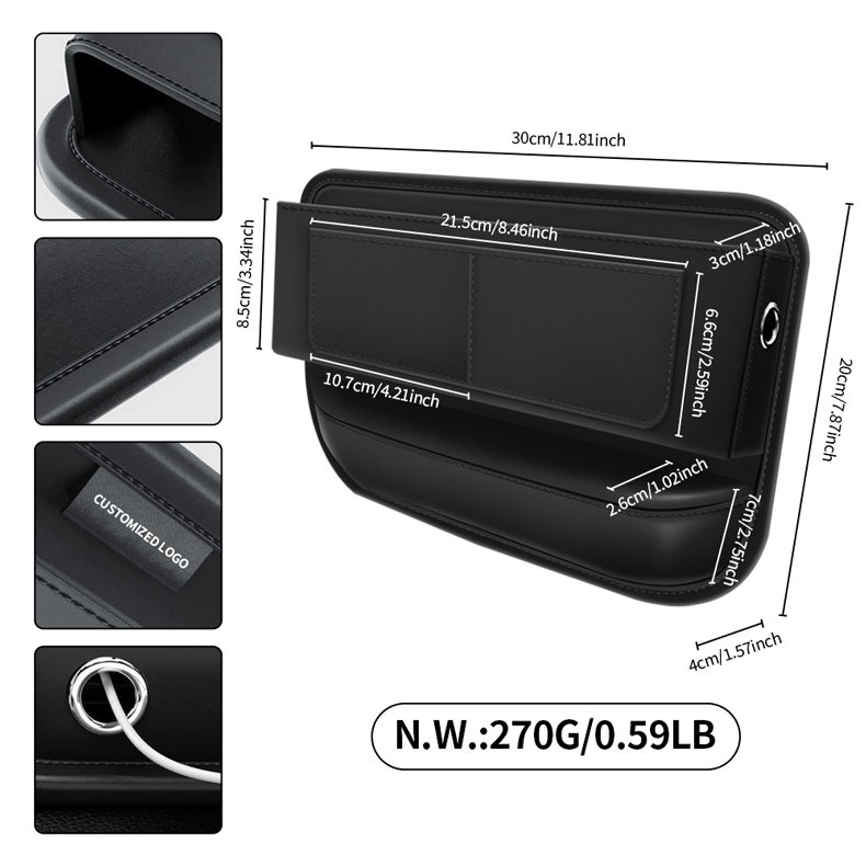 Car Auto Interior Accessories 2024 Universal PU Leather Console Side Front Seat Storage Box Car Seat Side Gap Filler Organizer