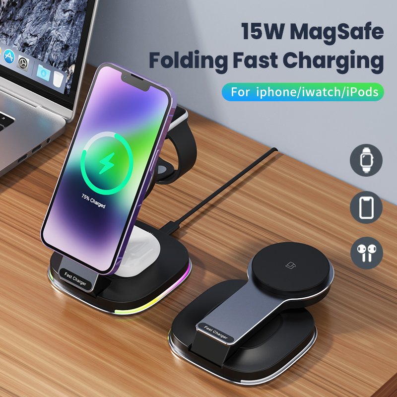 Portable Phone Stand Holder Fast Wireless Charger Multifunction Charger for Headphone Cellphone Watch Wireless Charger Magnetic