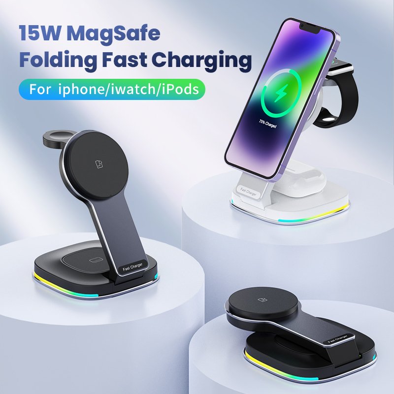 Portable Phone Stand Holder Fast Wireless Charger Multifunction Charger for Headphone Cellphone Watch Wireless Charger Magnetic