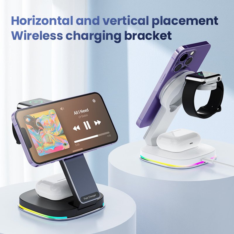 Portable Phone Stand Holder Fast Wireless Charger Multifunction Charger for Headphone Cellphone Watch Wireless Charger Magnetic