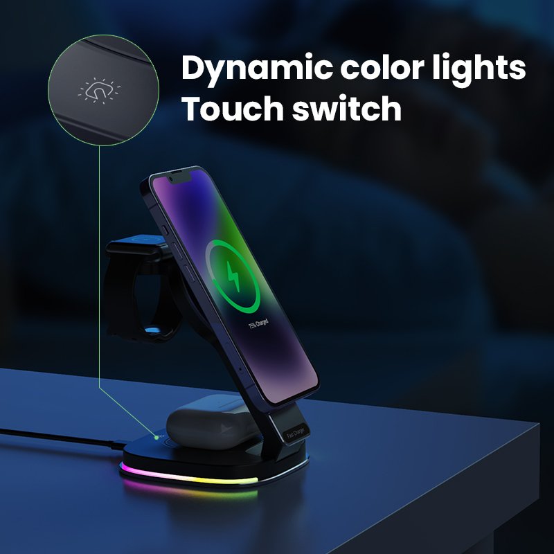 Portable Phone Stand Holder Fast Wireless Charger Multifunction Charger for Headphone Cellphone Watch Wireless Charger Magnetic