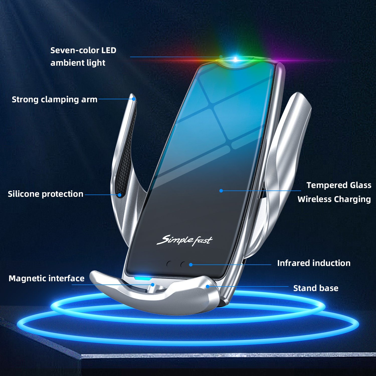 3 In 1 Universal Wireless Car Charger 10W C1 Smart Sensor Magnetic Mobile Phone Holder Two Wireless Charging Modes Air Vent