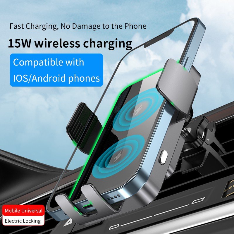 Factory direct sales High Quality double coil Wireless Car Charger Vent Bracket Wireless Charger for mobile phone