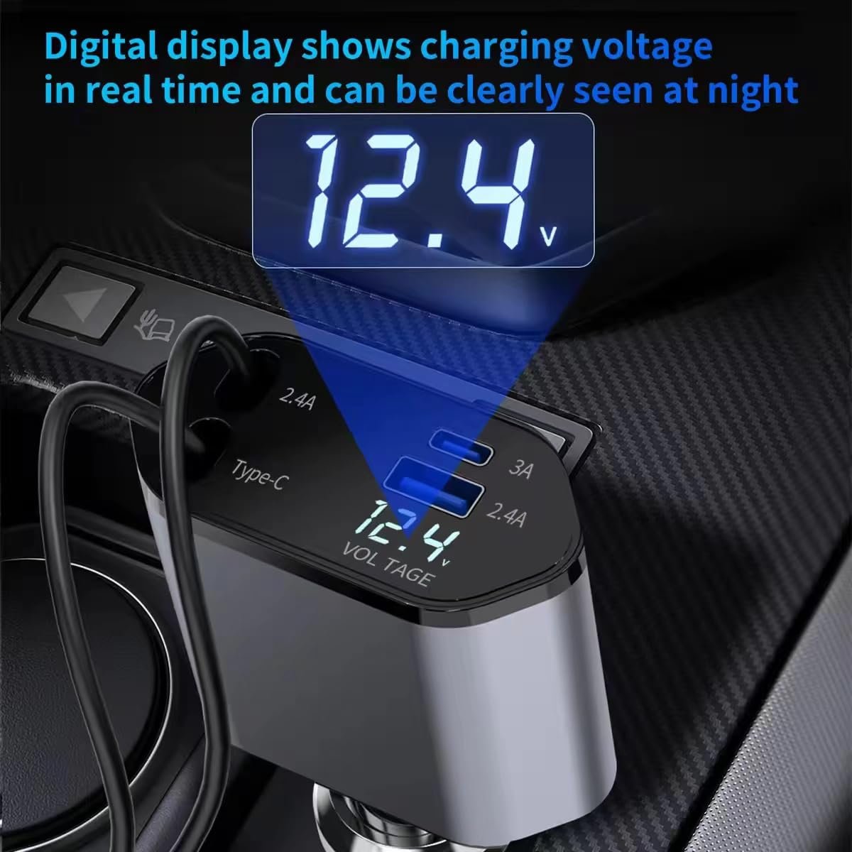 Dropshipping Products 2024 Car Charger 4 in 1 120W Super Fast Charging Retractable Charging Cable USB Type C Port Car Charging