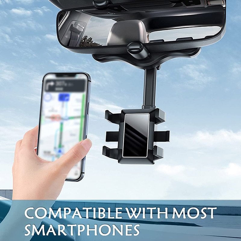 Retractable Rearview Mirror Mobile Phone Car Holder Universal Clamping Rearview Mirror Mounting Bracket For Car