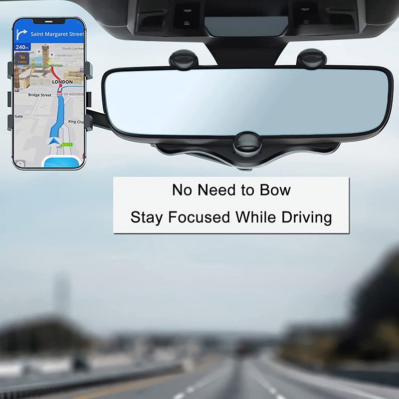 Retractable Rearview Mirror Mobile Phone Car Holder Universal Clamping Rearview Mirror Mounting Bracket For Car