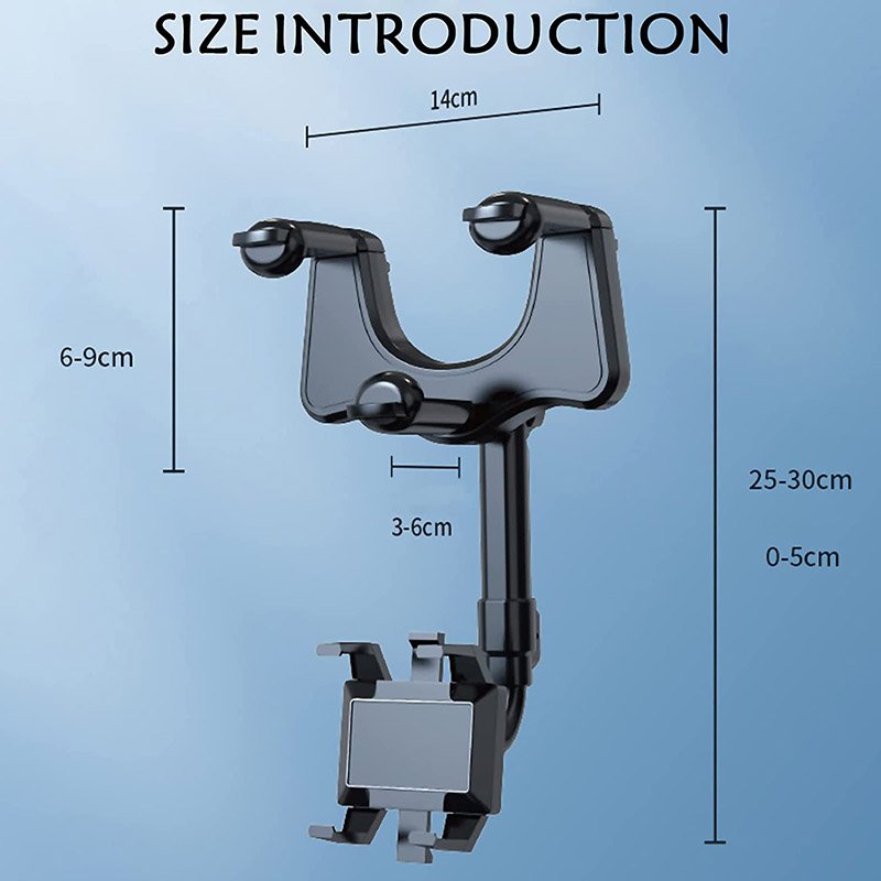 Retractable Rearview Mirror Mobile Phone Car Holder Universal Clamping Rearview Mirror Mounting Bracket For Car
