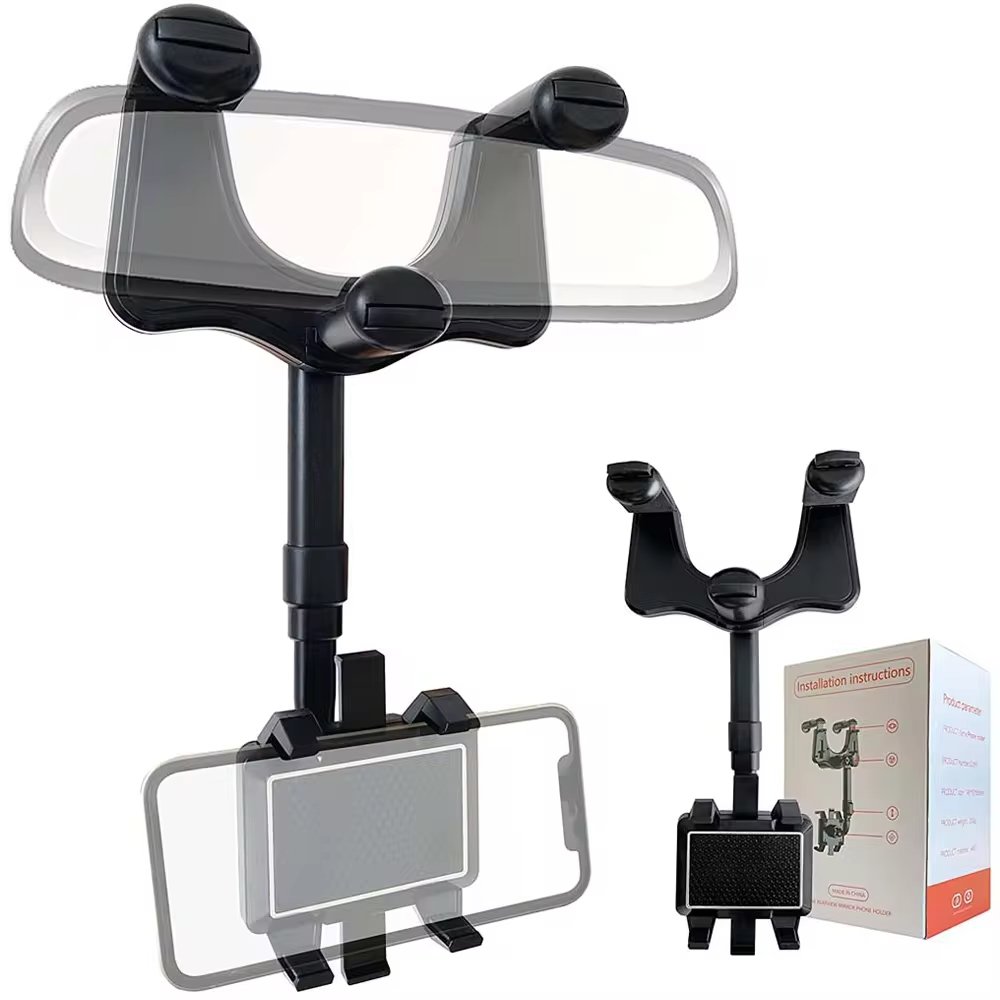 Adjustable Multi-Function Car Rear View Mirror Flexible and Strong ABS Mobile Phone Holder Stable Car Holders