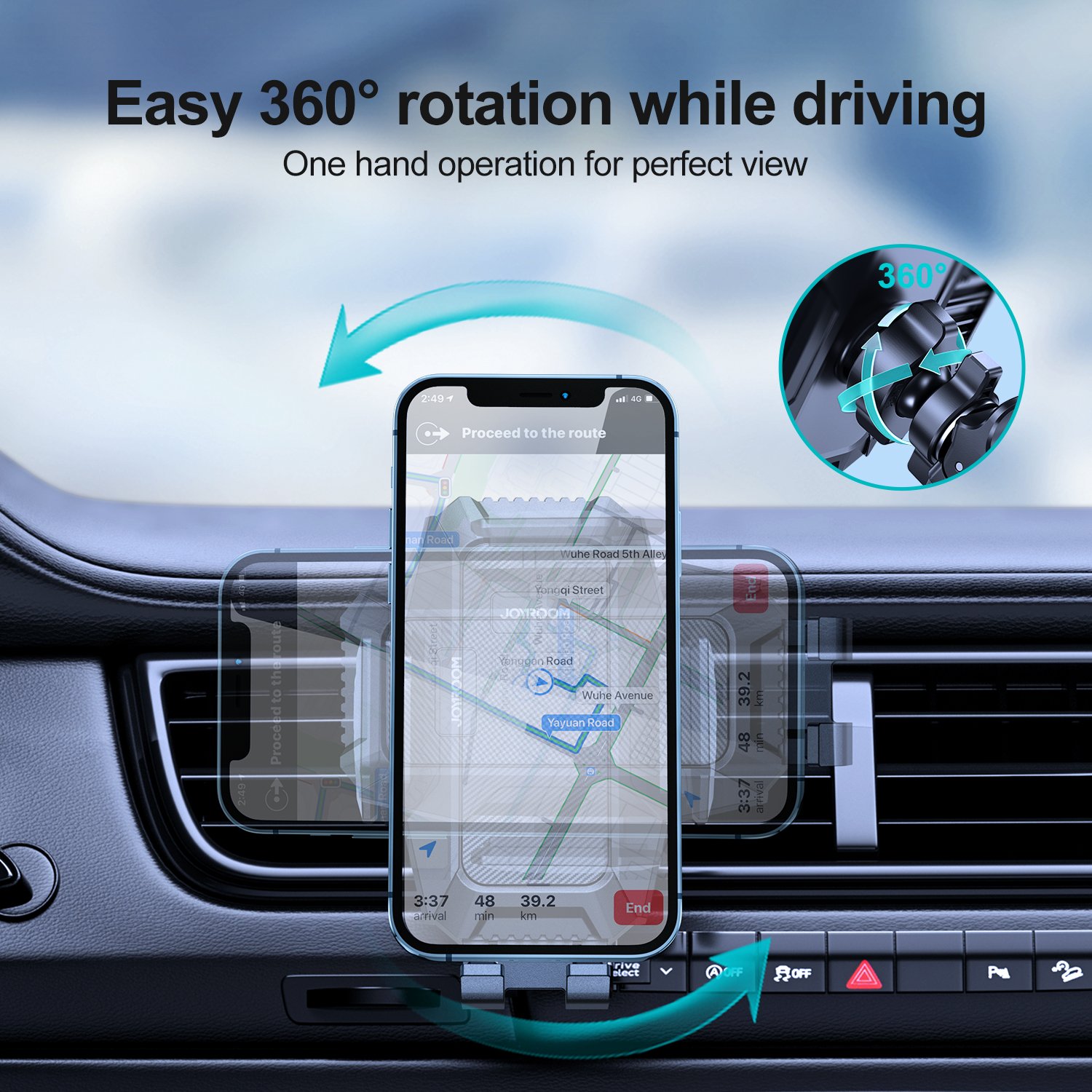 JOYROOM clamping smartphone holder car cup holder mobile phone mount car holder