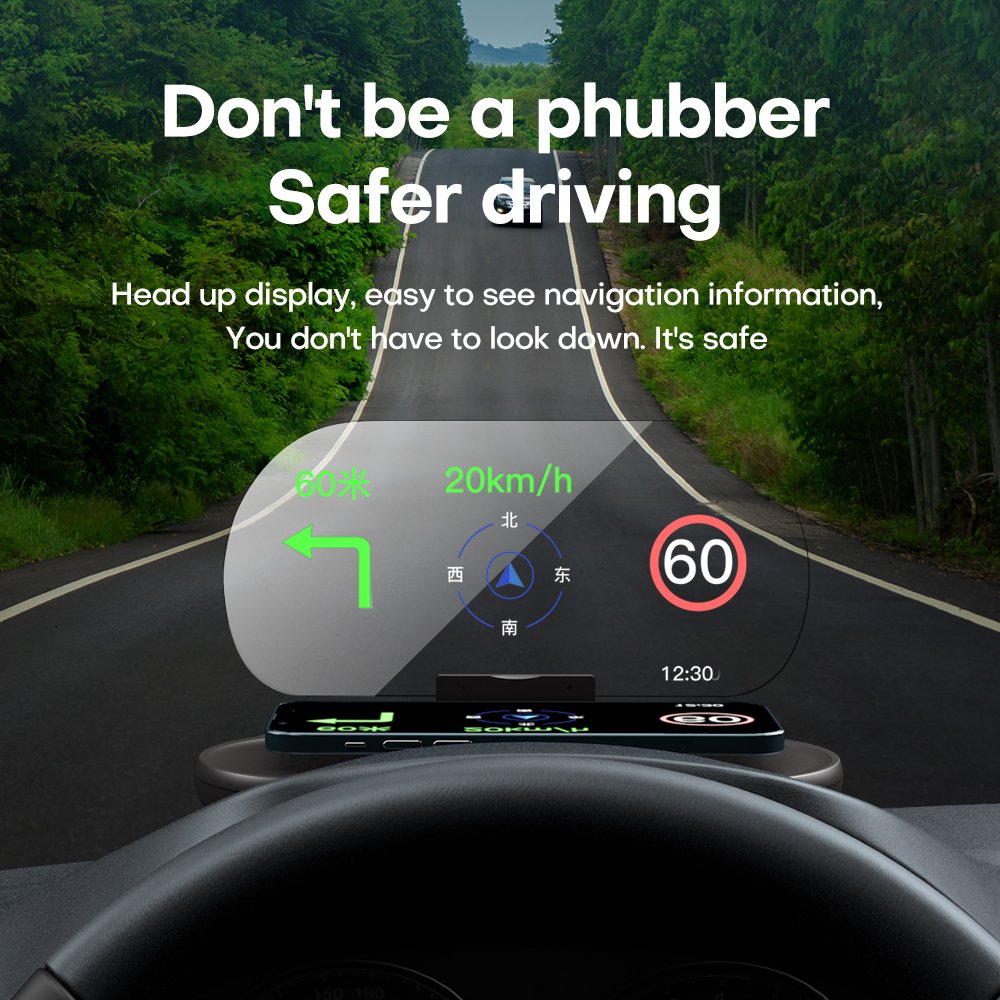 New navigation head-up display creative HUD high-definition car navigation projector mobile phone bracket wireless charging