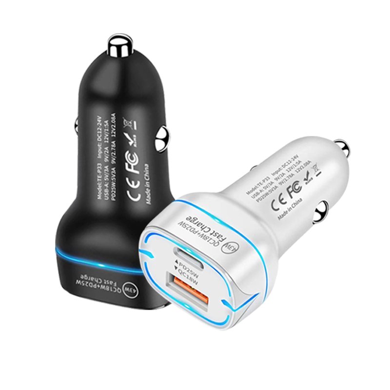 Strong Performance Dual Ports Cable 2-in-1 Super Fast Charging Car Charger Voltage 12-24V Display Max42W Chargers Adapters