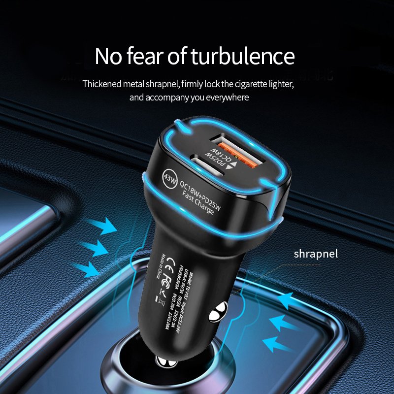 Strong Performance Dual Ports Cable 2-in-1 Super Fast Charging Car Charger Voltage 12-24V Display Max42W Chargers Adapters
