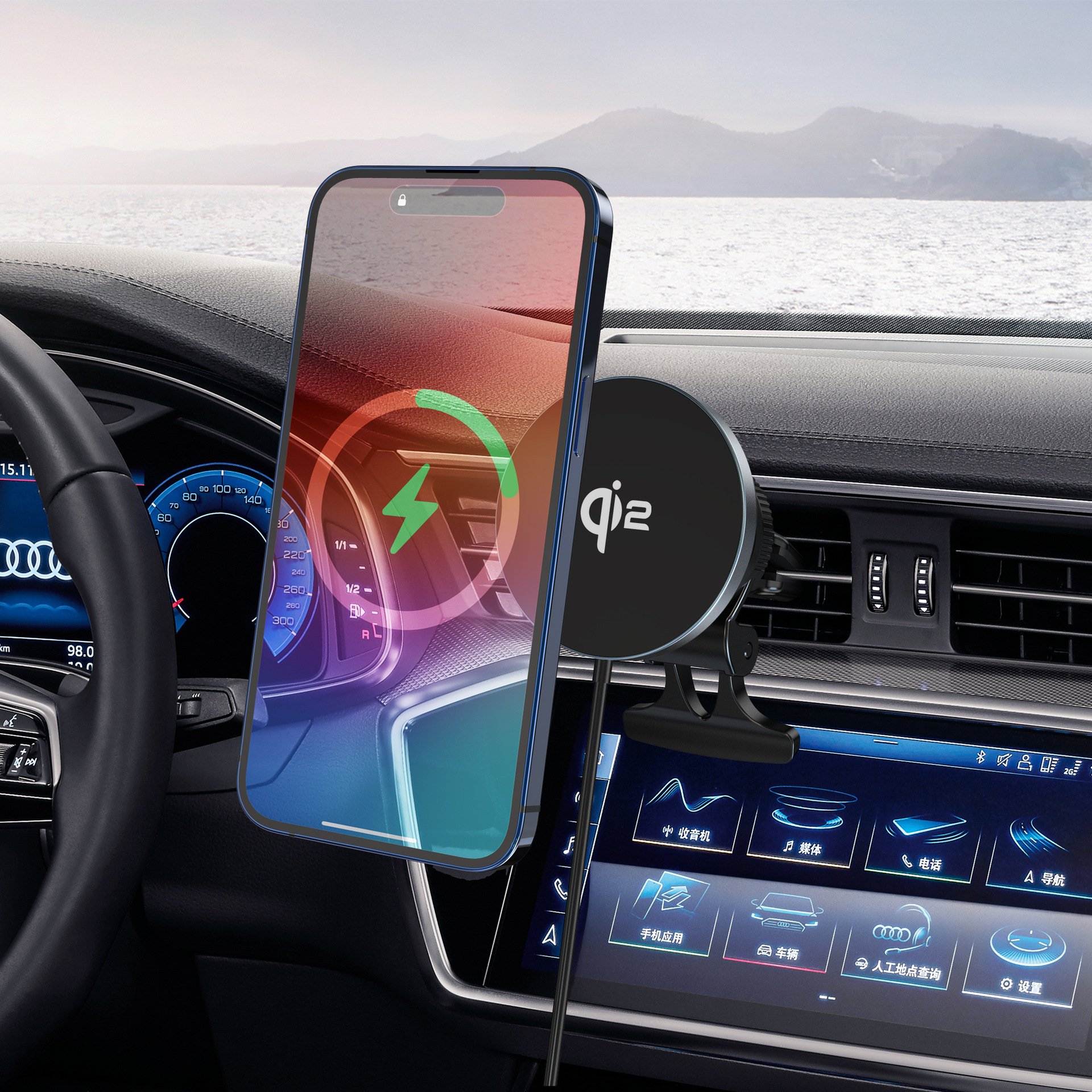 Certified Car Holder 15W Wireless Charger For iphone 12 13 14 15 Pro Max Mini Plus Accessories Air Vent Mobile Phone Stand